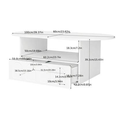 Salontafel – Koffietafel – Woonkamertafel – Bijzettafel – Meubeltje – Wolkenvorm – Met Opbergruimte – Duurzaam Niet-Houten Materiaal – Eenvoudige Montage