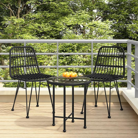 Sedie da Giardino 2Pz Nere 48x62x84cm Rattan PE Wooden Bench - Modern Minimalist Outdoor Furniture with Sturdy 2D Flat Design, Mixed Color for Patio, Garden, Poolside, Patio Furniture, Garden Seating, Natural Wood Finish