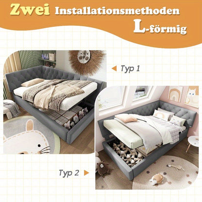 Bedbank – Slaapbank – Sofa Bed – Daybed – Bedbankje – Fluwelen Bekleding – Hydraulisch Opbergvak – Lattenbodem – 90x200 cm – Compact & Multifunctioneel