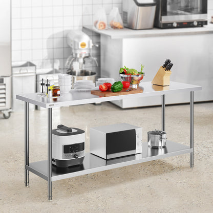 Inpaktafel – Werkbank – Werktafel – Buffettafel – Inpakstation – RVS 0,8 mm Staal – 183x61x86 cm