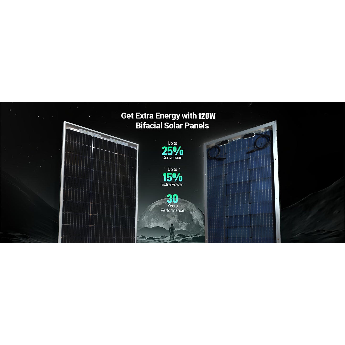 12V Zonnepanelen Set – Solar Panel – Zonnepaneel – PV Module – Photovoltaic Module – Bifaciale Monokristallijne 200W (2x 100W) – Robuust Aluminium Frame – Hoge Energieopbrengst