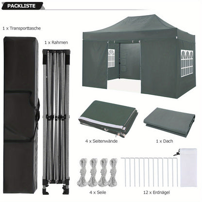 Partytent – Paviljoen – Feesttent – Tuintent – Opvouwbare Tent – 3x4,5m – Waterdicht Polyester – UPF 50+ Bescherming