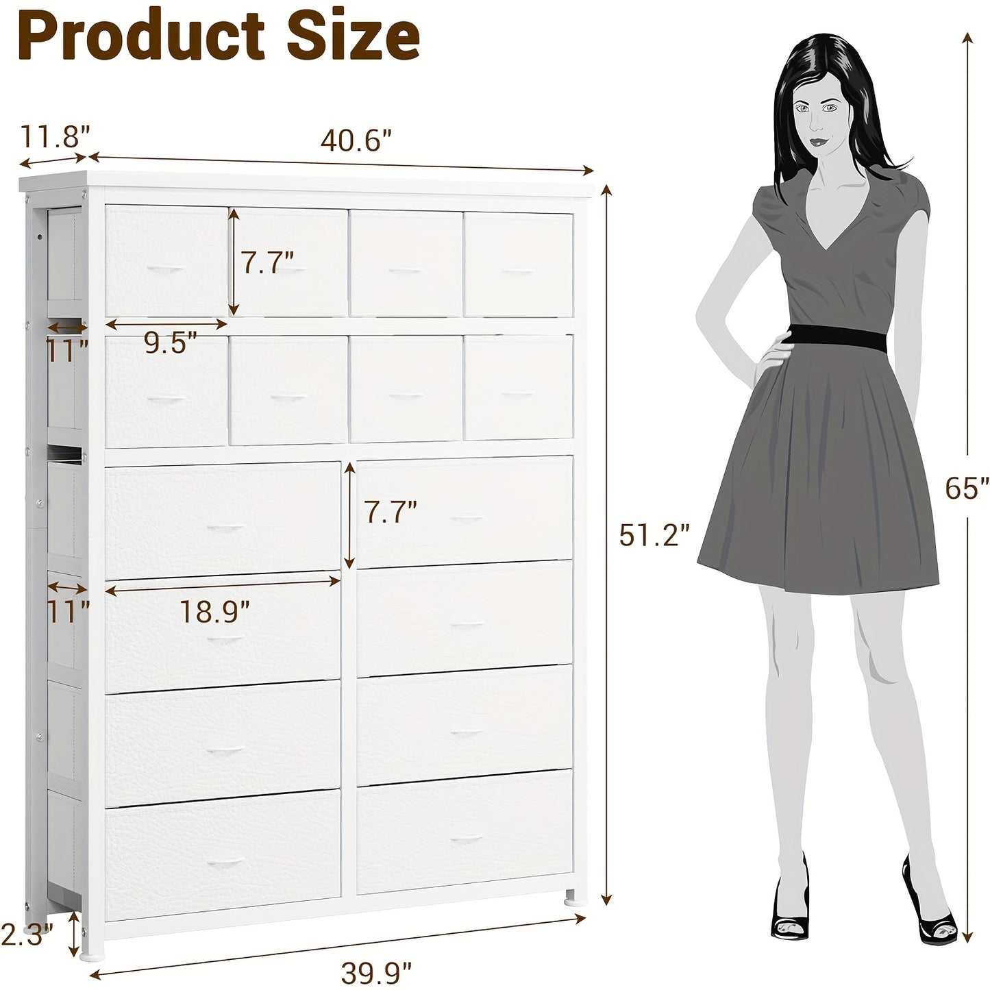 Ladekast – Ladenkast – Kommode – Opbergkast – Dressoir – 16 Stoffen Lades – Stevig Metaal & MDF – Vintage Design