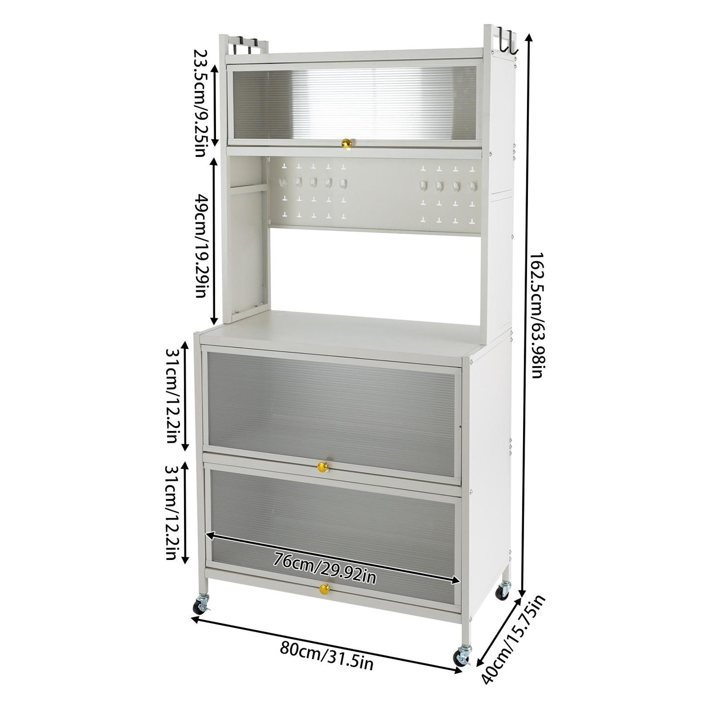 Heavy-Duty Mobile Storage Cabinet – Opbergkast – Organizer Rek – Stellingkast – Opbergsysteem – Carbon Stalen Constructie – 199,58 KG Draagvermogen – Witte Kleur