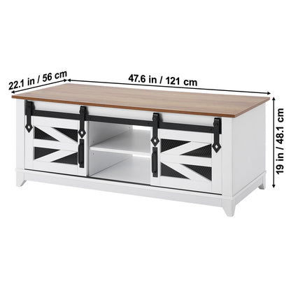 Salontafel – Koffietafel – Woonkamertafel – Bijzettafel – Tafel – 48 inch – Dubbel Blad Met Opbergruimte – Schuifdeuren Met Metalen Mesh