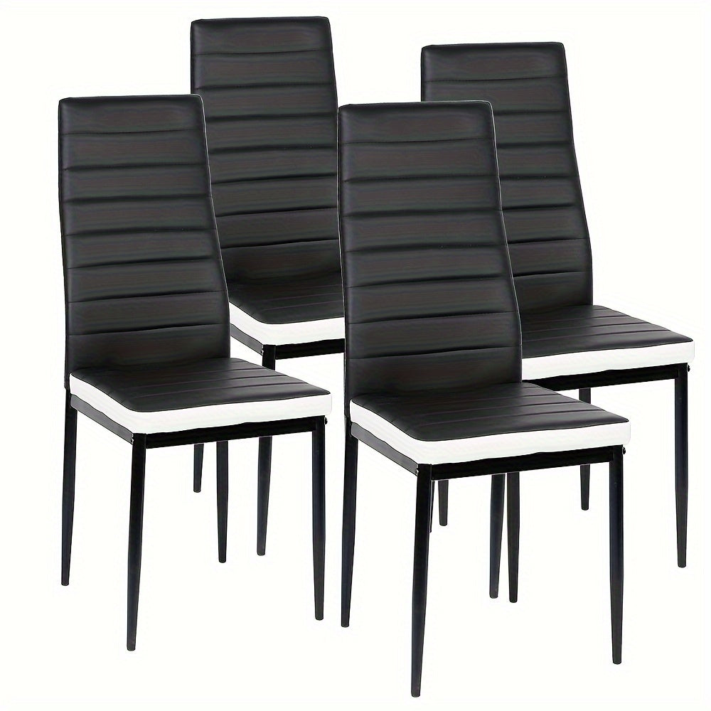 Eetkamerstoel – Stoel – Kuipstoel – Keukenstoel – Eetkamerstoelen – Set Van 8 – Kunstleer Bekleding – Metalen Poten – Hoge Rugleuning – Zithoogte 45 cm