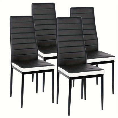 Stoel – Eetkamerstoel – Bureaustoel – Fauteuil – Klapstoel – PU Kunstleer – Hoge Rugleuning – Metalen Frame – Ergonomisch – Set van 4 – Stapelbaar – Makkelijk Schoon Te Maken