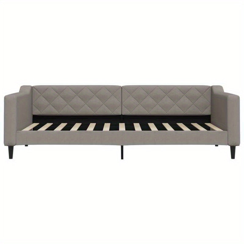 Slaapbank – Bedbank – Sleeperbank – Bedbank Met Lade – Uitklapbare Sofa – Taupe – 90x200 cm – Duurzaam Hardhouten Frame – Comfortabele Button-Tufted Bekleding