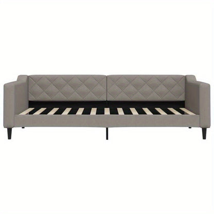 Slaapbank – Bedbank – Sleeperbank – Bedbank Met Lade – Uitklapbare Sofa – Taupe – 90x200 cm – Duurzaam Hardhouten Frame – Comfortabele Button-Tufted Bekleding