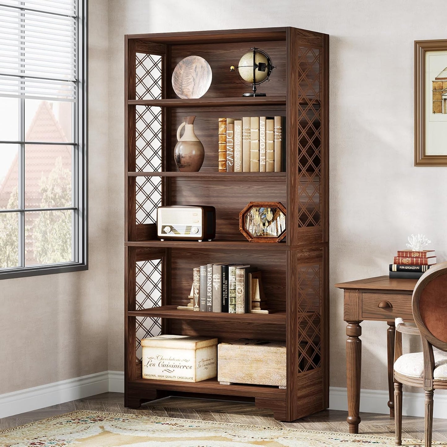 Vintage Bureau – Computertafel – Werkbureau – Schrijftafel – Kantoorbureau – Industrieel Design – 160 x 80 x 75 cm – Hout Met Zwarte Metalen Poten – Robuust & Verstelbare Voetjes – Rustiek Bruin - QUORE