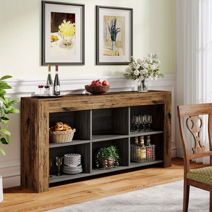 Sidetable – Consoletafel – Haltafel – Wandtafel – Bijzettafel – 160 cm Wit – 6 Open Vakken – Duurzaam Hout en MDF