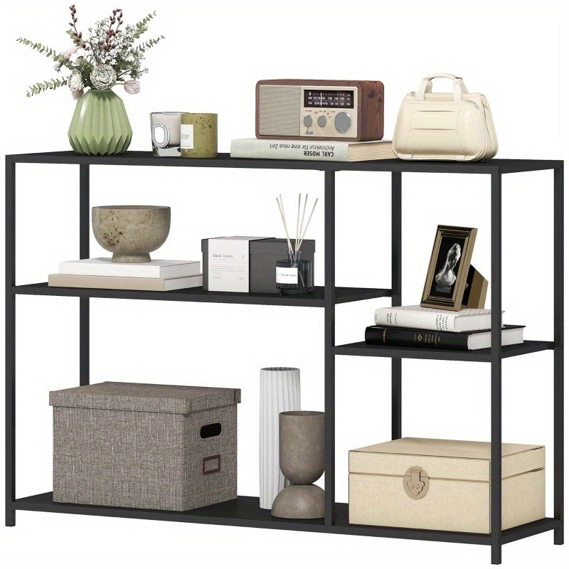 Sidetable – Wandtafel – Opbergtafel – Console – Hallentafel – Zwart – Industrieel Design – Stalen Frame – 110x30x75 cm – Compact & Stevig