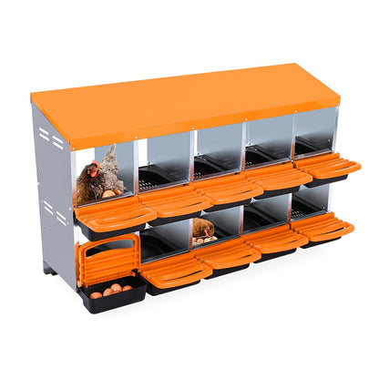 Kippenhok – Nestkast – Legnest – Pluimveehok – Kippenren – Gegalvaniseerd Staal – Waterbestendig Dak – Uitneembare Egg Tray