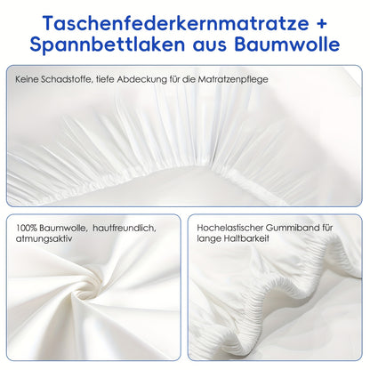 Matras – Pocketveringmatras – Koudschuimmatras – Eenpersoonsmatras – Twijfelaar matras – 100x200 cm – 7-zones pocketveren – 22 cm hoogte