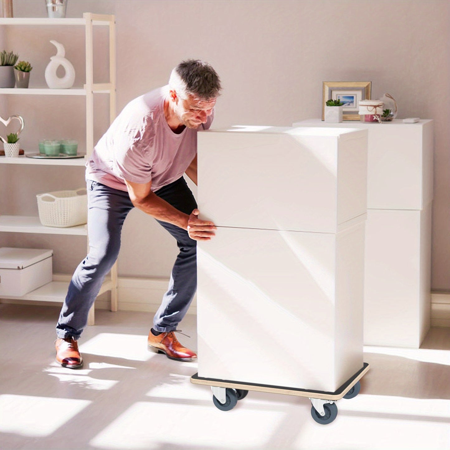 Transportkar – Trolley – Handwagen – Transportwagen – Rolwagen – 2 stuks 60x40x14,5 cm – 200 kg Draagkracht – Waterbestendig Houten Plateau