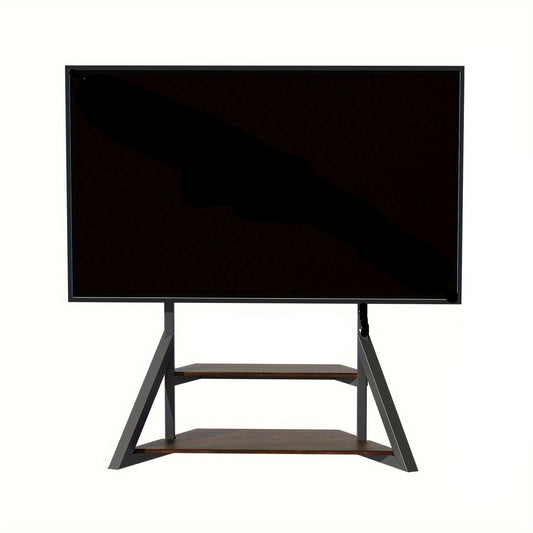 Verstelbare Vloerstaande TV-standaard – TV-Meubel – TV-Statief – Vloerhouder – TV-Beugel – Industriële Stijl – Verstelbare Hoogte 138-168 cm – Stevig Metalen Frame Met Houten Planken