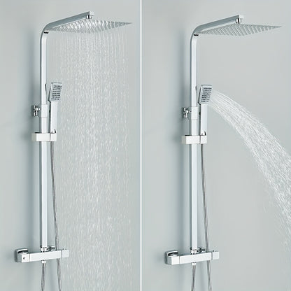 Regendouche Set – Douchekop – Handdouche – Douchekraan – Douchekraan Met Dubbele Hendel – Roestvrij Staal – Ultradunne Regendouche – Moderne Wandmontage