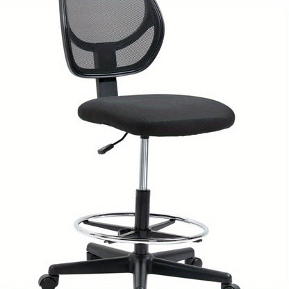 Bureaustoel – Werkstoel – Computerstoel – Studiebureaustoel – Office Chair Zwart – Metalen Frame – Verstelbare Hoogte 58-63 cm – 360° Draaibaar – Comfortabele Gewatteerde Zitting