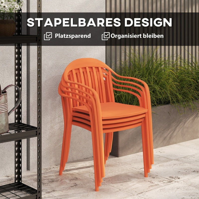 Tuinstoelen – Buitensstoelen – Stapelbare Stoelen – Balkonstoelen – Tuinmeubilair – Weerbestendig Kunststof – Comfortabele Armleuningen