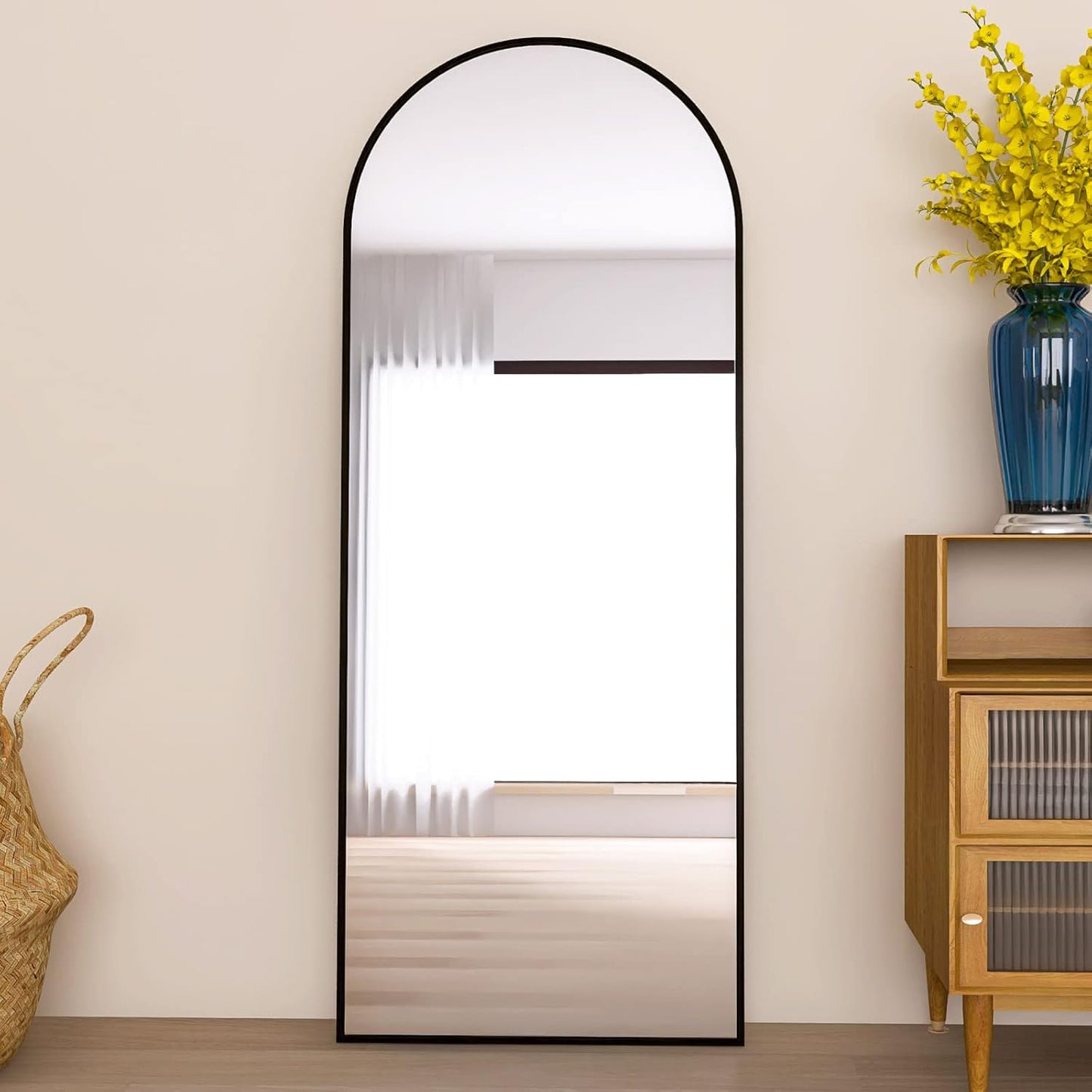 Volledige Lengte Spiegel – Vloerspiegel – Rechthoekige Spiegel – Grote Spiegel – Wandspiegel – Gouden Aluminium Lijst – 180 x 80 cm – Vrijstaand Zonder Montage