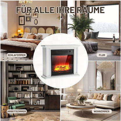 Elektrische Haard – Sfeerkachel – Inbouwhaard – Vloerhaard – Haardmantel – Zwarte Vrijstaande Haard – Realistisch Vlameffect – 2000 Watt Verwarming