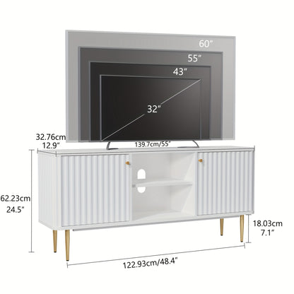 tv meubel – tv kast – televisie meubel – tv tafel – mediameubel – modern design – 139,7 cm breed – MDF hout – veel opbergruimte – 2 deuren en open planken