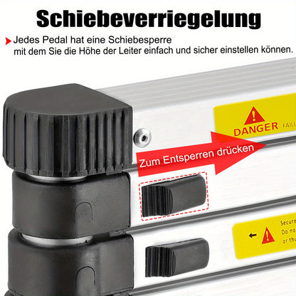 Uitschuifbare Ladder – Telescopische Ladder – Aluminium Ladder – Opvouwbare Ladder – Opklapbare Ladder – 4,4 Meter – Max 150 Kg Draagvermogen – Lichtgewicht & Ruimtebesparend