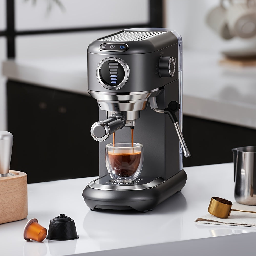 Espressomachine – Koffiemachine – Pistonmachine – Cappuccinomachine – Mini Koffiezetapparaat – 19 Bar Pompdruk – Afneembare 1,1L Watertank
