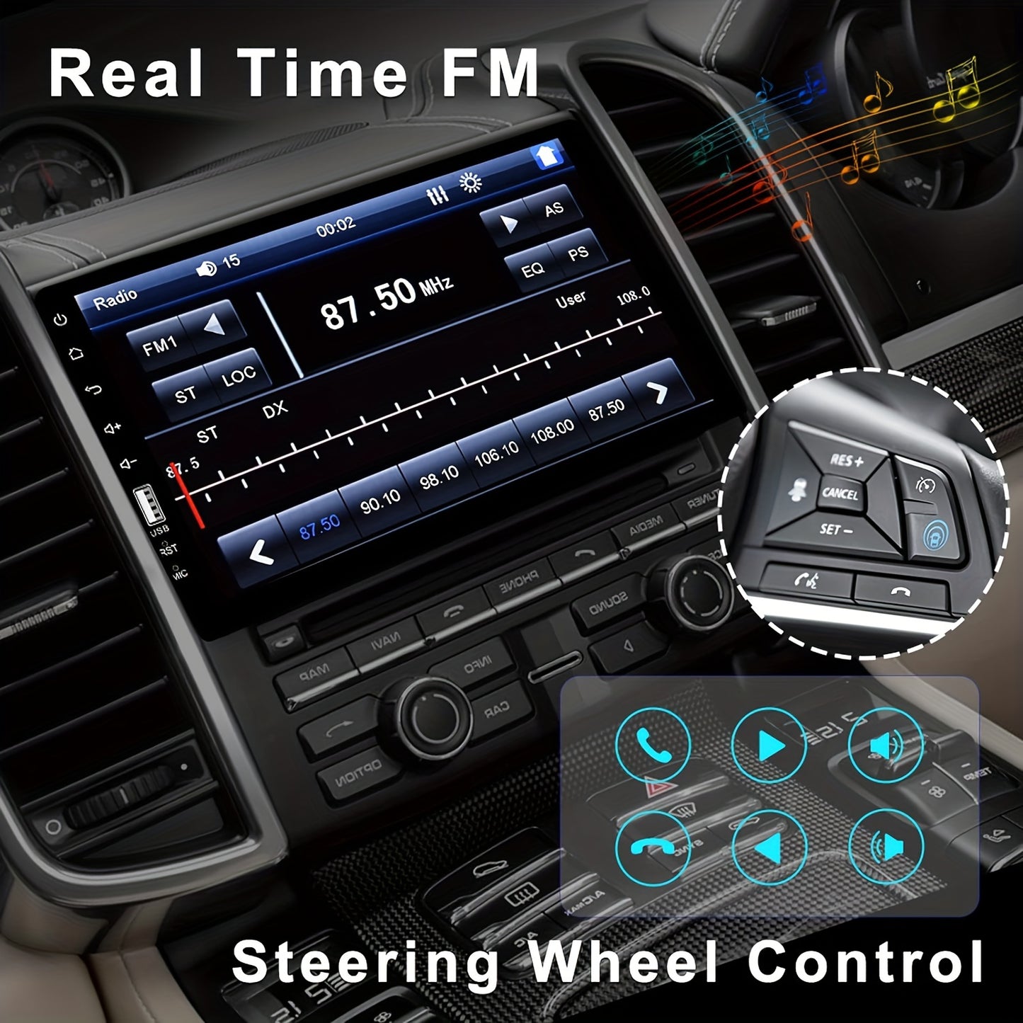 Autoradio – MP5 Speler – Car Audio – 1-DIN Radio – Multimedia Systeem – 9 Inch Touchscreen – Mirror Link Wireless – 4 x 45W Output