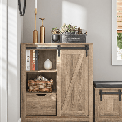 Schuifdeur Kast – Dressoir – Schoenenkast – Opbergkast – Kast Met Schuifdeur – Industrieel Design – Ruimtebesparend – 80x35x92 cm – Metaal En MDF