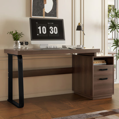 135 X 54 Cm Modern Minimalist Style Desk, Super Strong Load-bearing, Multifunctional Storage Design, Silent Drawer, Folder Drawer