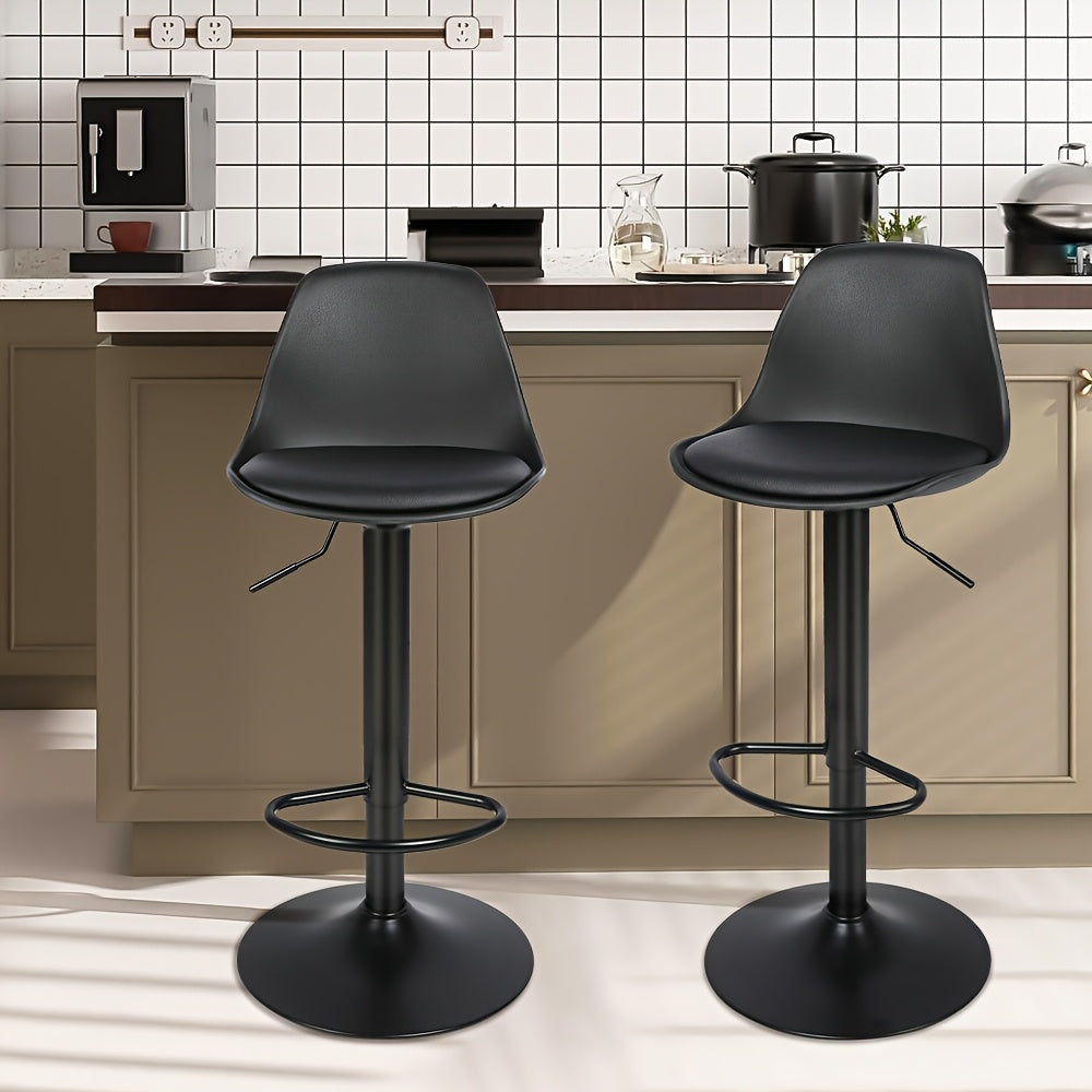 Barkruk – Barstoel – Barstoelen – Keukenstoel – Barmeubel – Verstelbare Zithoogte – Draaibare PU Leren Zitting – Set van 4 – Met Stalen Onderstel – Modern Design