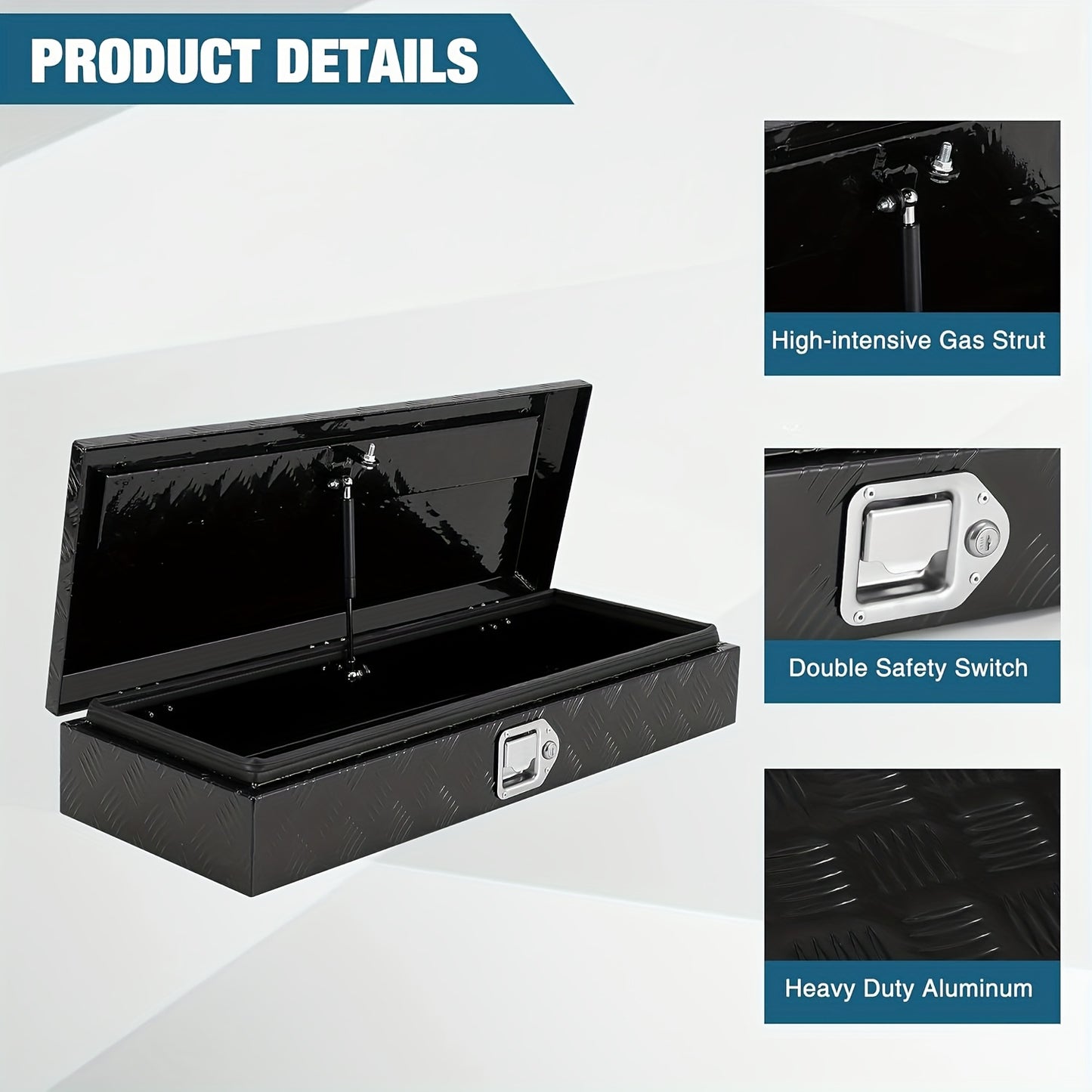 Aluminium Opbergkist – Gereedschapskist – Opbergbox – Toolbox – Werkplaatskist – Zwart 91,4x32,3x16,3 cm – Waterdicht & Afsluitbaar Met RVS Slot