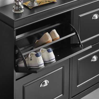 Schoenenkast – Schoenenrek – Schoenenopberger – Schoenmeubel – Opbergkast – 4 Kantelkleppen – Smal Design 105x24x83 cm – MDF Hout