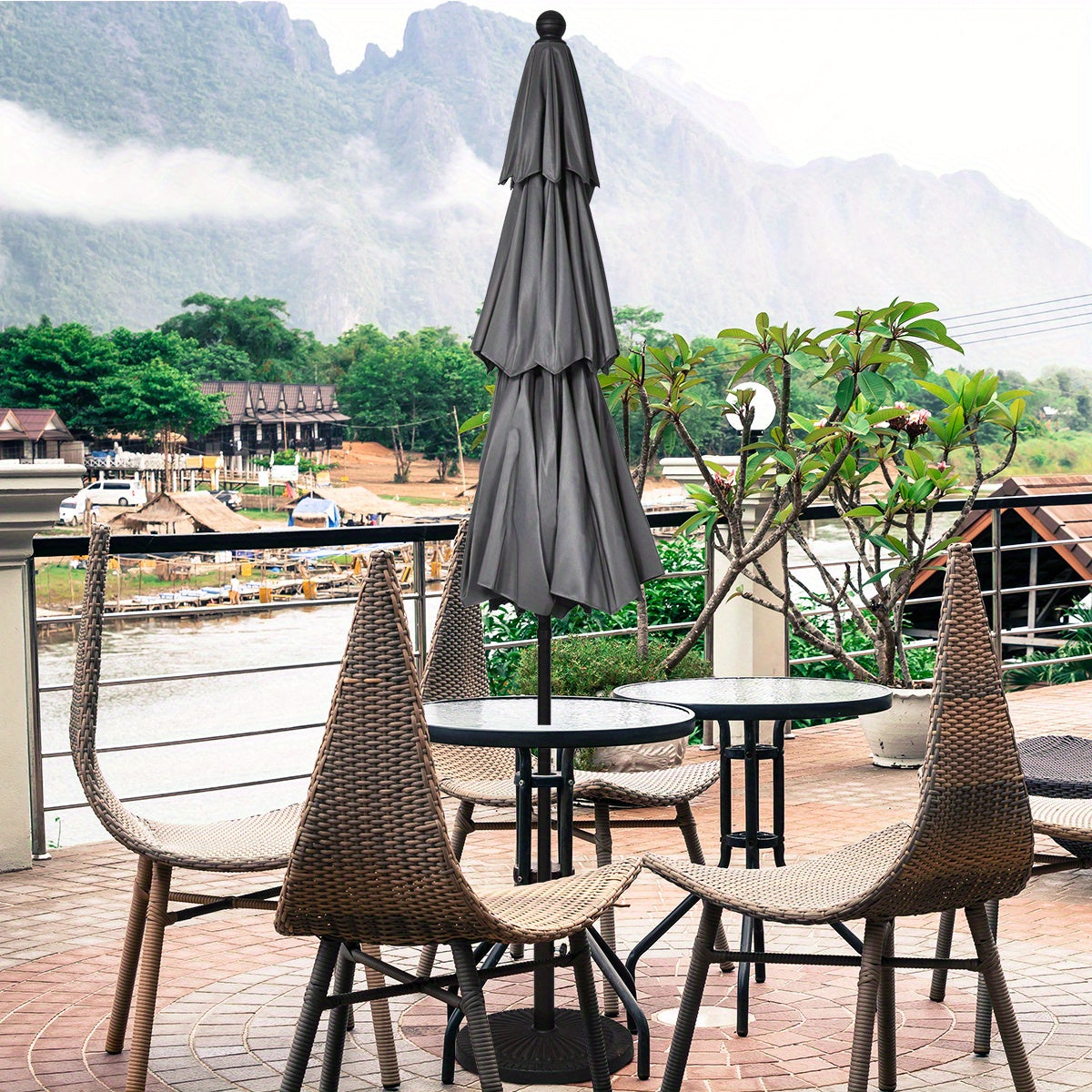 Patio Parasol – Tuinparasol – Marktparasol – Buitenparasol – Zwembadparasol – 3,05 Meter Diameter – Aluminium Frame Met Kantelfunctie