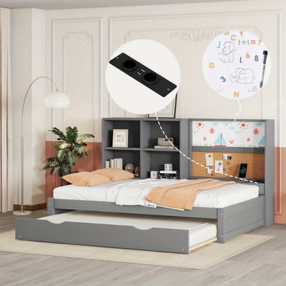 Slaapbank – Bedbank – Uitklapbare Bank – Logeerbed – Bank Met Opbergruimte – 90x200 cm – Grijs Met Oplaadpoort