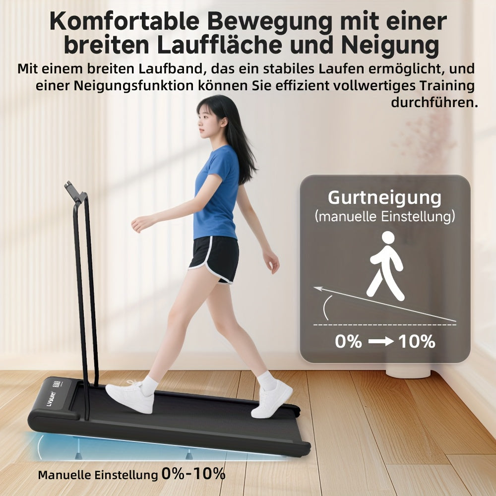 3-in-1 Under Desk Treadmill with 15% Incline, Folding Treadmill for Home, Walking Pad Treadmill, 0.6HP (2-8KM/H), 100kg Capacity, Without Battery,  Walking Exercise, Sleek Fitness Equipment, Spacesaving Design, Low Incline Tr