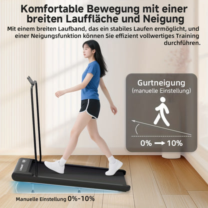 3-in-1 Under Desk Treadmill with 15% Incline, Folding Treadmill for Home, Walking Pad Treadmill, 0.6HP (2-8KM/H), 100kg Capacity, Without Battery,  Walking Exercise, Sleek Fitness Equipment, Spacesaving Design, Low Incline Tr