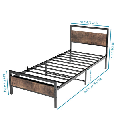 Metalen Bedframe – Stalen Bedbodem – Logeerbed Frame – Modern Jeugdbed – Bed Met Lattenbodem – Zwart – Stevig Stalen Frame – Opbergruimte Onder Bed