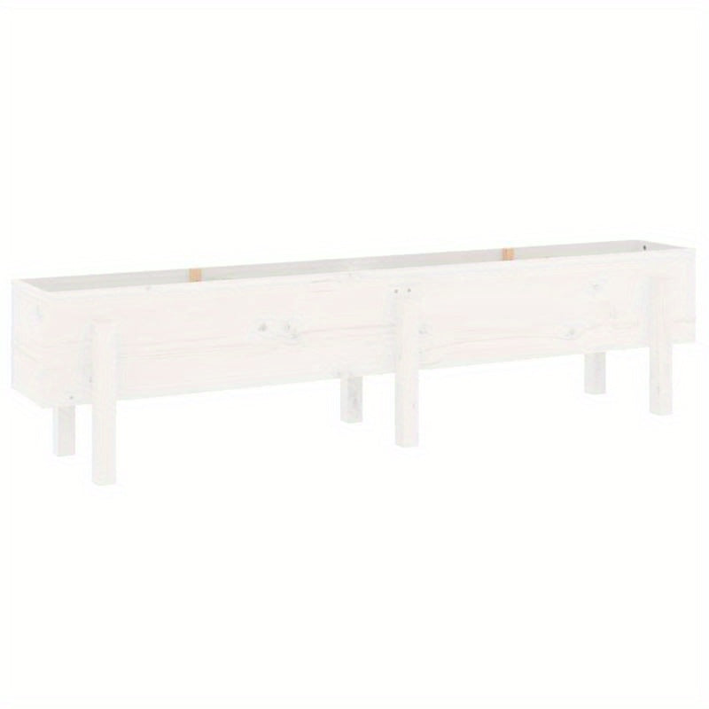 Verhoogde Tuinbak – Plantenbak – Moestuinbak – Kweekbak – Bloembak – Wit – Massief Vurenhout – 160x30x38 cm Hoog