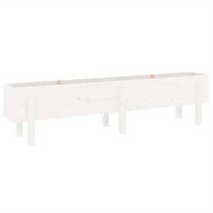 Verhoogde Tuinbak – Plantenbak – Moestuinbak – Kweekbak – Bloembak – Wit – Massief Vurenhout – 160x30x38 cm Hoog