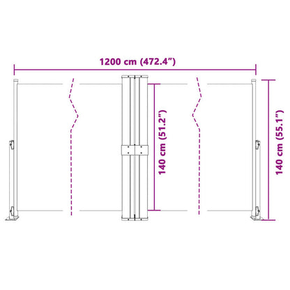 Uittrekbaar Windscherm – Windscherm Balkon – Privacy Scherm – Terras Afdekking – Waterafstotend Polyester – 140 Cm Hoog
