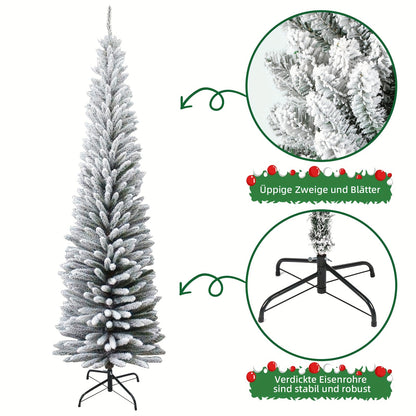 Kerstboom – Kunstkerstboom – Kunstboom – Dennenboom – Flocked Boom – 180 cm Hoog – 550 PVC Takken – Met Stevige Metalen Standaard