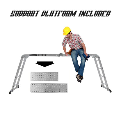 Aluminium Ladder – Telescopische Ladder – Vouwladder – Schuifladder – Reformladder – Multifunctioneel 4x4 Treden – Max Werkhoogte 445 cm – Max Belastbaarheid 150 kg