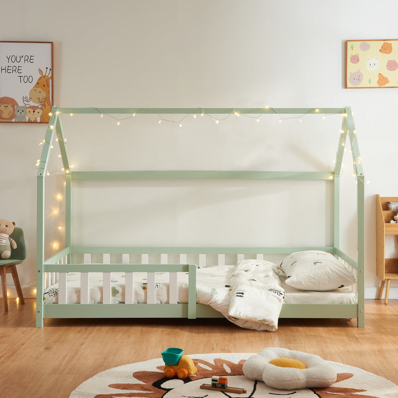 Kinderbed – Kinderbedden – Eenpersoonsbed – Hoogslaper – Stapelbed – Valbeveiliging – Massief Dennenhout – 140 x 200 cm
