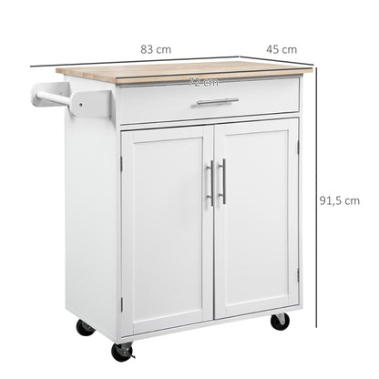 Keukentrolley – Keukenwagen – Servertrolley – Keukenmeubel – Barschop – Met Wieltjes En Remmen – 83 x 45 x 91,5 cm Wit