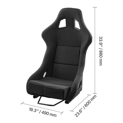 Racestoel – Racingstoel – Simulatierace Stoel – Gamestoel – Cockpit Stoel – Universele Pasvorm – Velours Bekleding – Verstelbare Dual-Lock Schuifrail