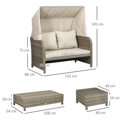 Tuinset – Loungeset – Lounge Meubel – Buitenmeubilair – Voetsteun – Weerbestendig Gegalvaniseerd Metaal – Comfortabele Afritsbare Kussens