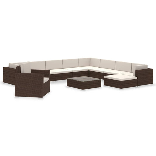 Loungekussen – Tuinkussen – Zitkussen – Rugkussen – Palletkussen – 12-delig – Polyester – 6 cm Dikte – Weerbestendig Polyester - Bruin