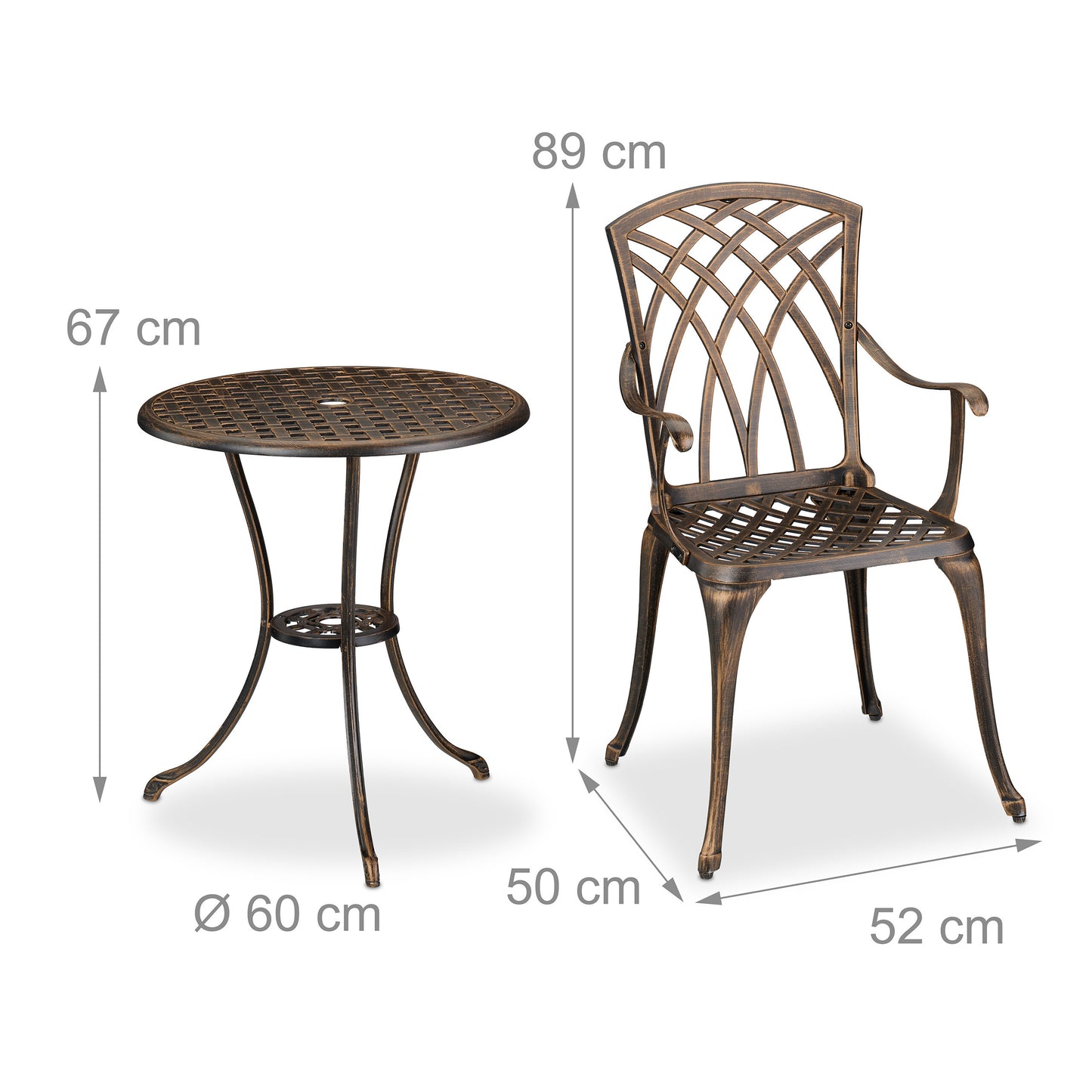 3-Piece Garden Furniture Set in Black/Bronze